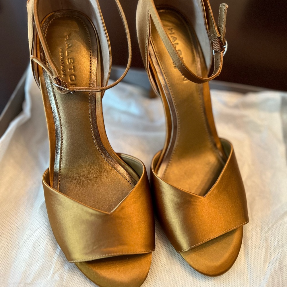 Halston Heritage Shimmering Bronze Satin heels